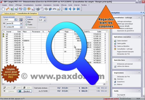 EBP Compta 2010 et PRO v14: Visualiser enfin les critures pointes en banque lors de la consultation de compte! (C001) -- 03/11/09