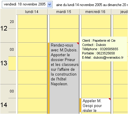 ebp gestion commerciale : le planning hebdomadaire de l'agenda