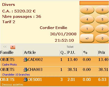 EBP Point de Vente Front office : saisie d'un ticket de caisse