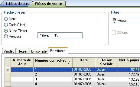 EBP Point de Vente 2006 : fentre des ventes en attente