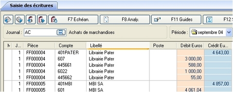 EBP comptabilit: saisie des critures